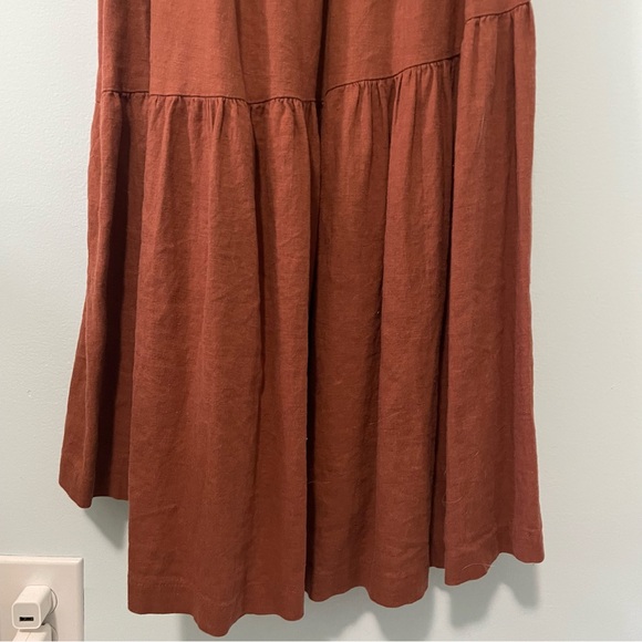 Abercrombie & Fitch Rust Adobe Linen Blend Tiered Maxi Dress Size XS - Picture 8 of 14